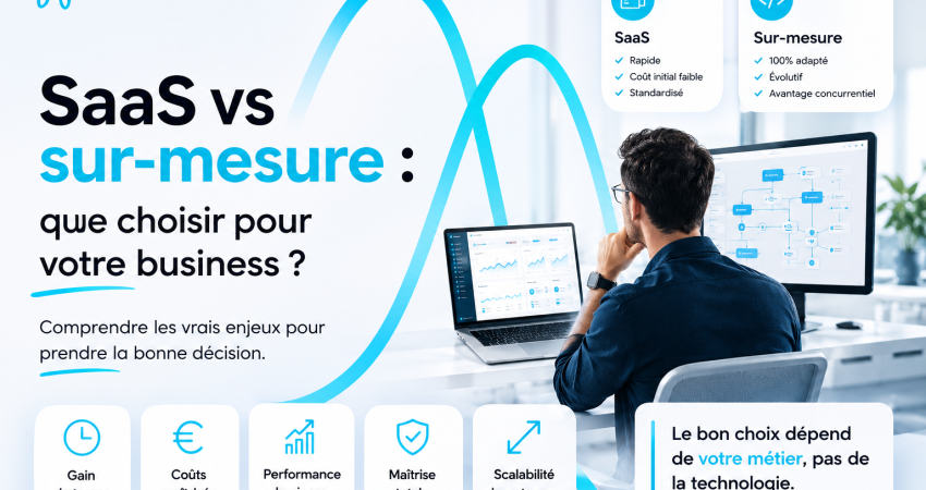 Comparaison entre application SaaS et développement sur mesure pour entreprise par MyAgency